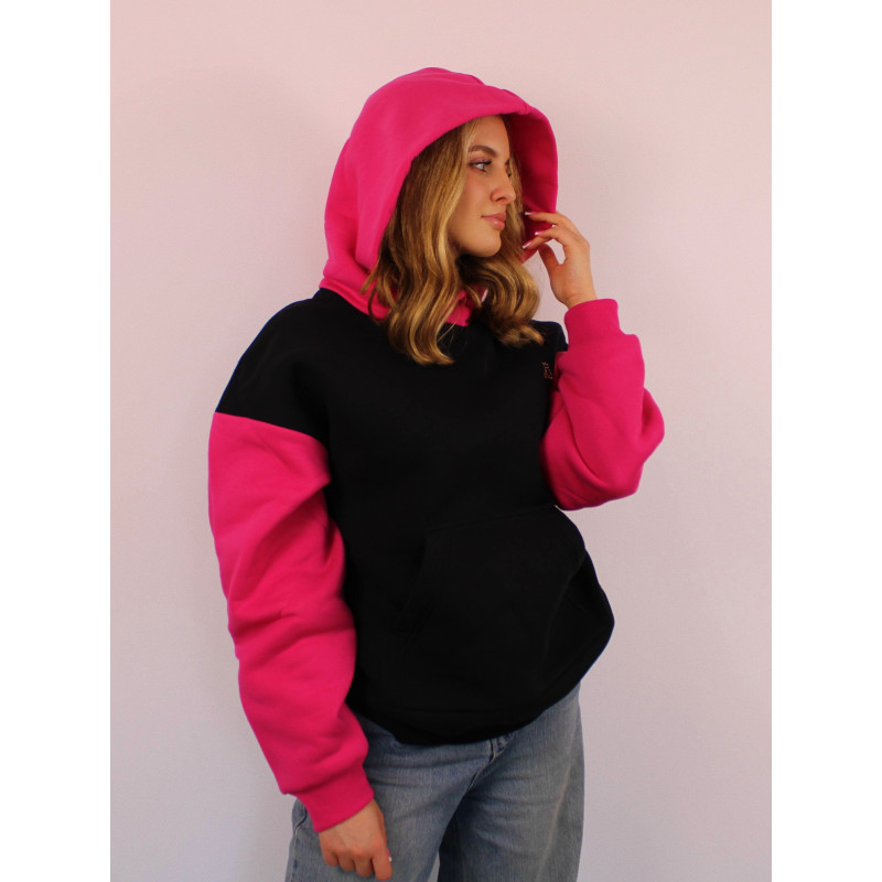 bluza classic oversize (malinowo-czarna)